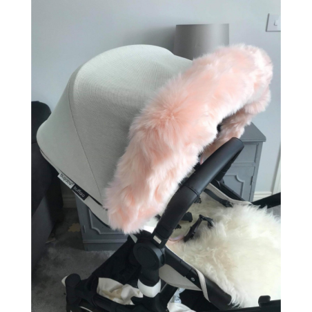 Pelo capota carro de bebé rosa  con pompones - Pelos para carritos