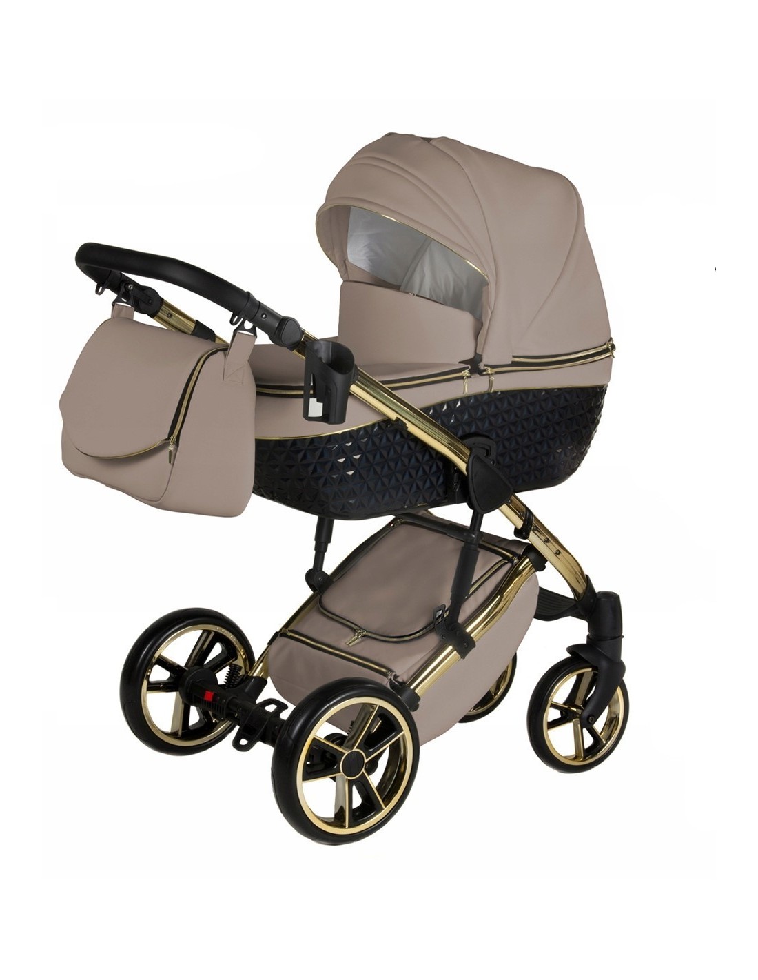 YUKON GOLD - Passeggino con dettagli GOLD, similpelle e diamanti