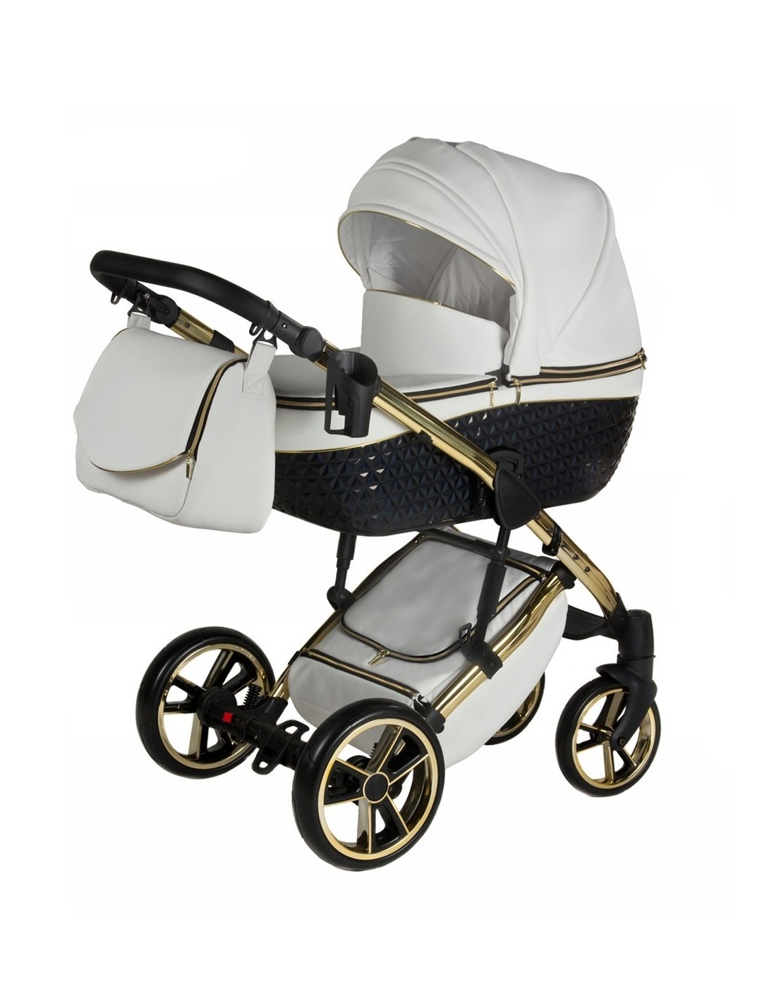 YUKON GOLD - Passeggino con dettagli GOLD, similpelle e diamanti