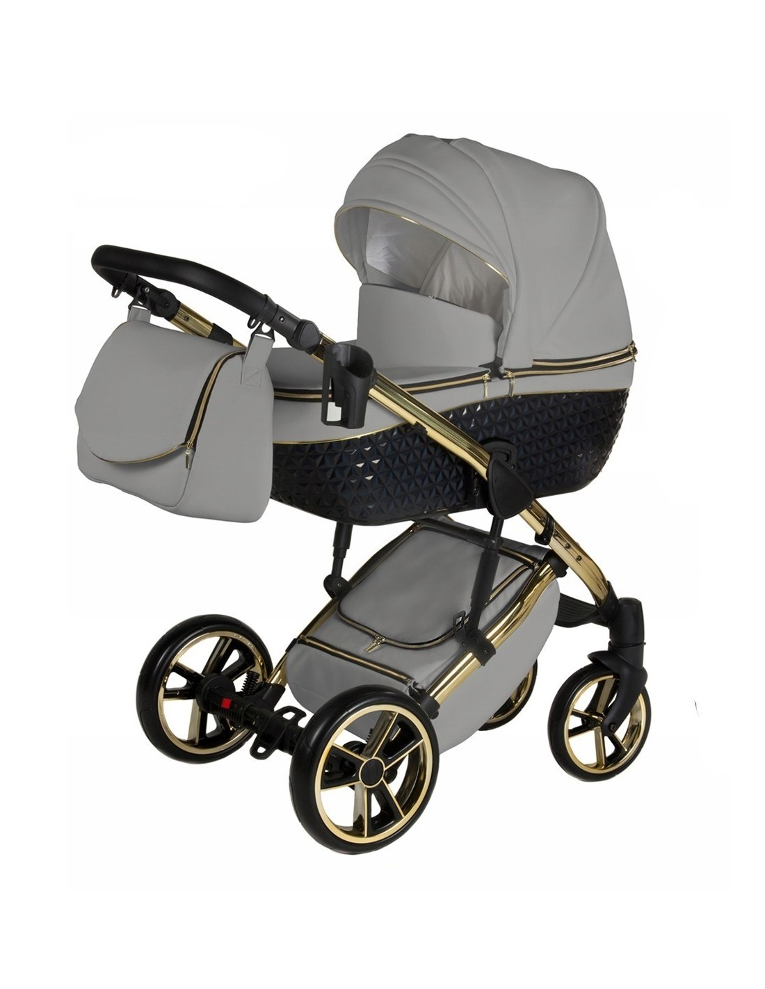 YUKON GOLD - Passeggino con dettagli GOLD, similpelle e diamanti