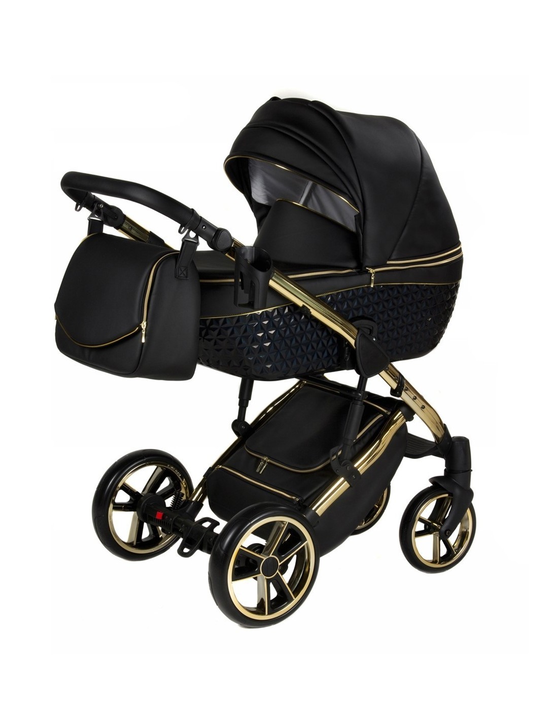 YUKON GOLD - Passeggino con dettagli GOLD, similpelle e diamanti