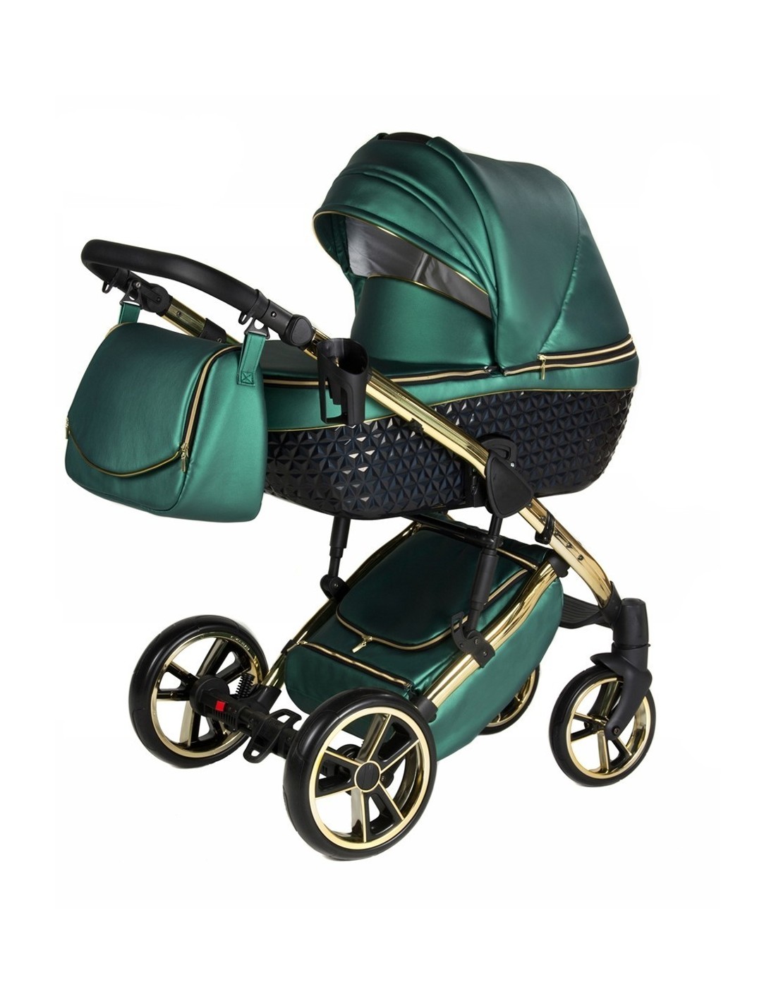 YUKON GOLD - Passeggino con dettagli GOLD, similpelle e diamanti