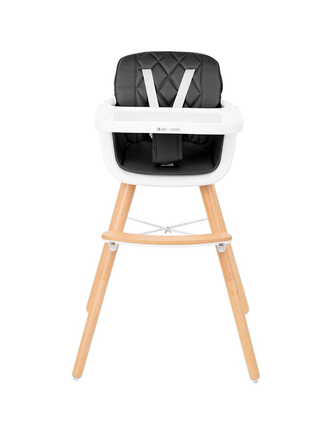 WOODY KIKKABOO seggiolone con gambe in legno e cuscino in pelle