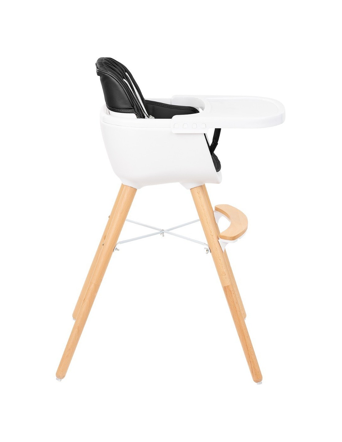 WOODY KIKKABOO seggiolone con gambe in legno e cuscino in pelle