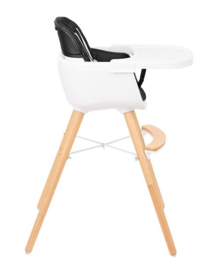 WOODY KIKKABOO seggiolone con gambe in legno e cuscino in pelle
