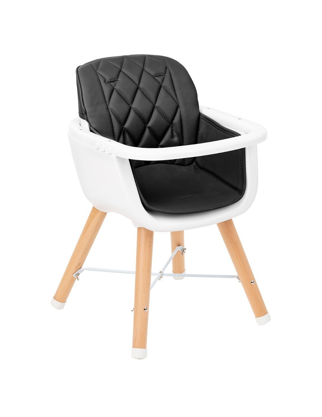 WOODY KIKKABOO seggiolone con gambe in legno e cuscino in pelle