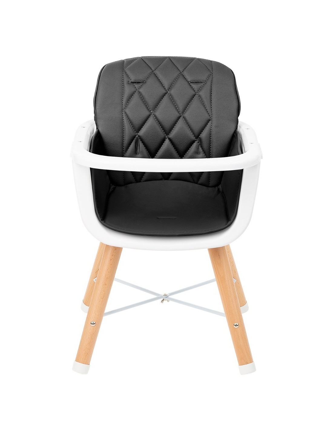 WOODY KIKKABOO seggiolone con gambe in legno e cuscino in pelle