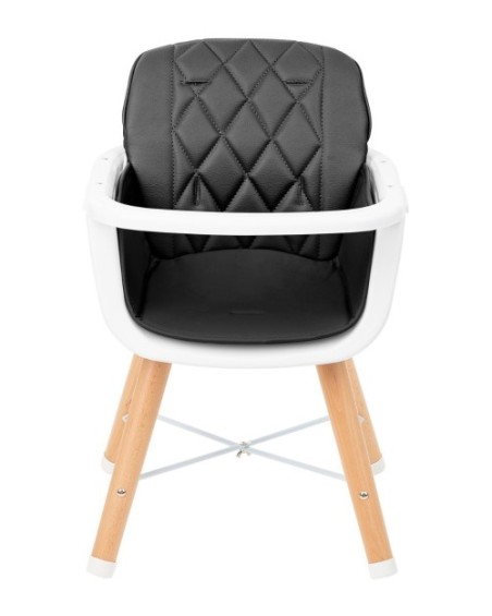 WOODY KIKKABOO seggiolone con gambe in legno e cuscino in pelle