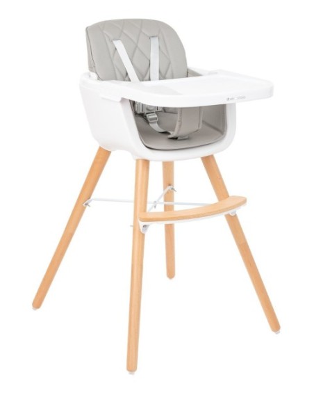 WOODY KIKKABOO seggiolone con gambe in legno e cuscino in pelle