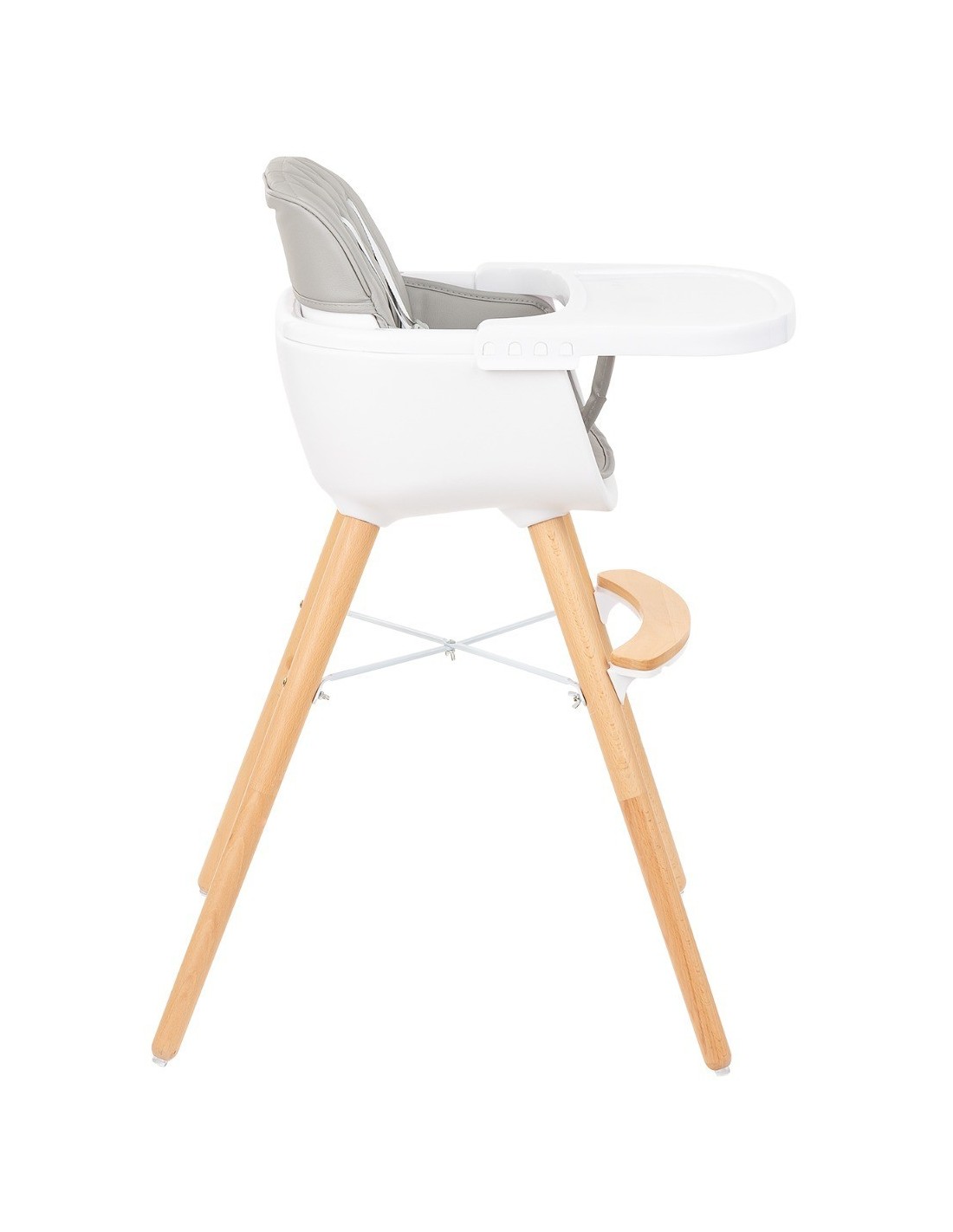 WOODY KIKKABOO seggiolone con gambe in legno e cuscino in pelle