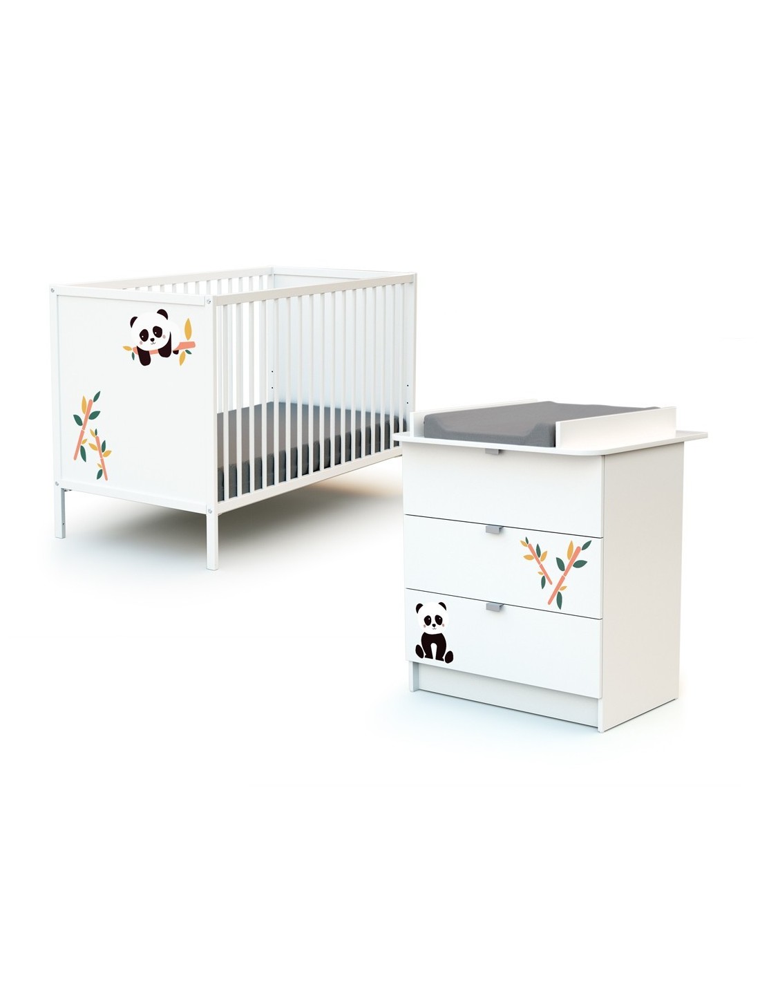 PANDA CULLA E CASSETTIERA Per bebè marca WEBABY 120x60 cm
