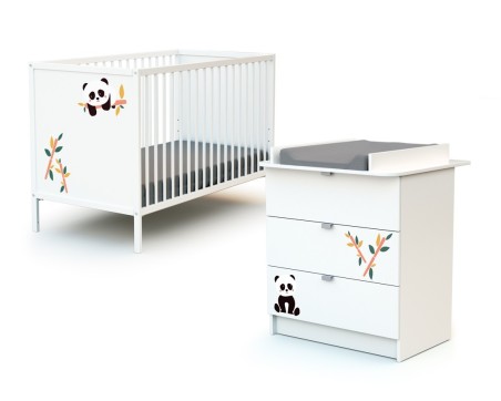 PANDA CULLA E CASSETTIERA Per bebè marca WEBABY 120x60 cm