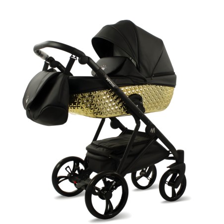 Carro de bebé MOMMO IMPERIAL PREMIUM BASE ORO, Lujoso, moderno de diamantes.