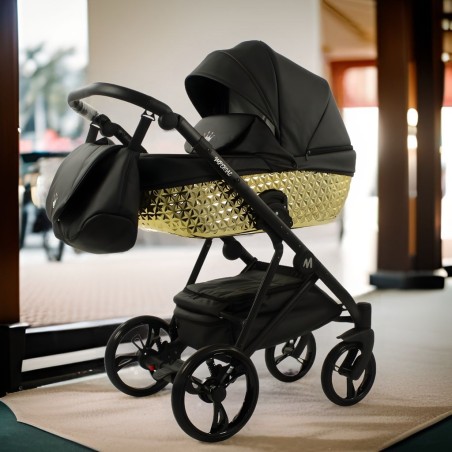 Carro de bebé MOMMO IMPERIAL PREMIUM BASE ORO, Lujoso, moderno de diamantes.