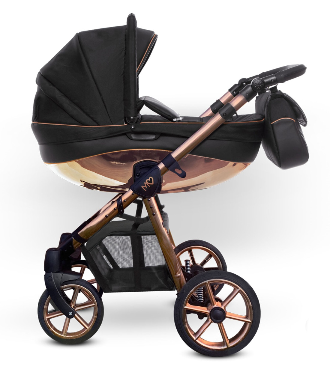 MOMMY GLOSSY  Lucido ORO & ARGENTO, Passeggino bambino in PELLE (LEATHERETTE)