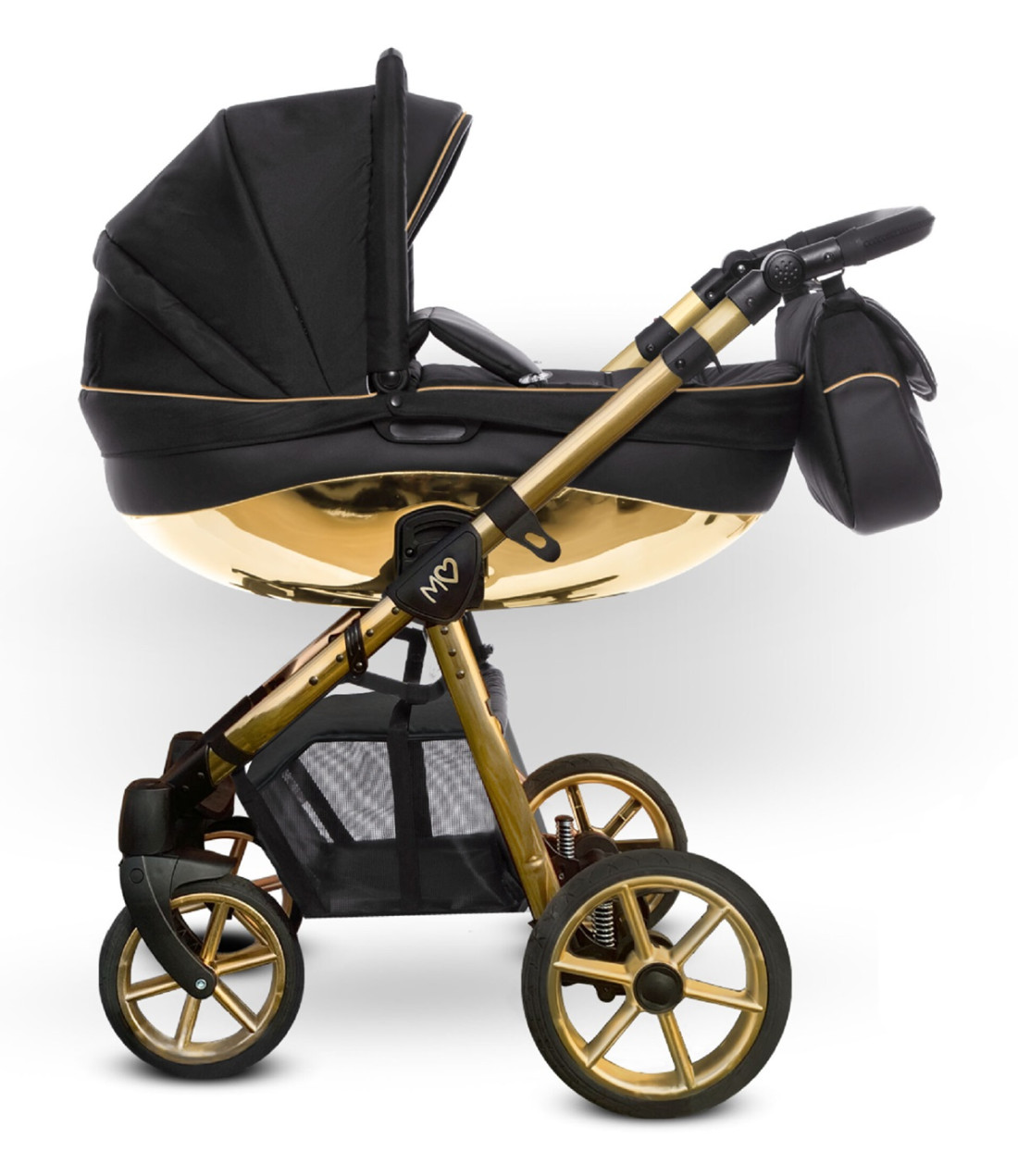 MOMMY GLOSSY  Lucido ORO & ARGENTO, Passeggino bambino in PELLE (LEATHERETTE)