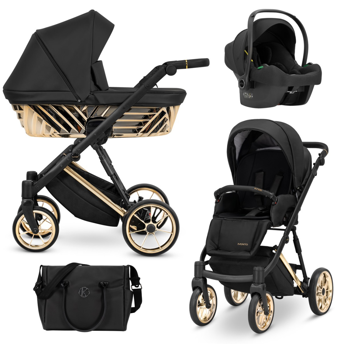 IVENTO PREMIUM GLAM 2024 , Carro de Bebé Con Capazo Dorado