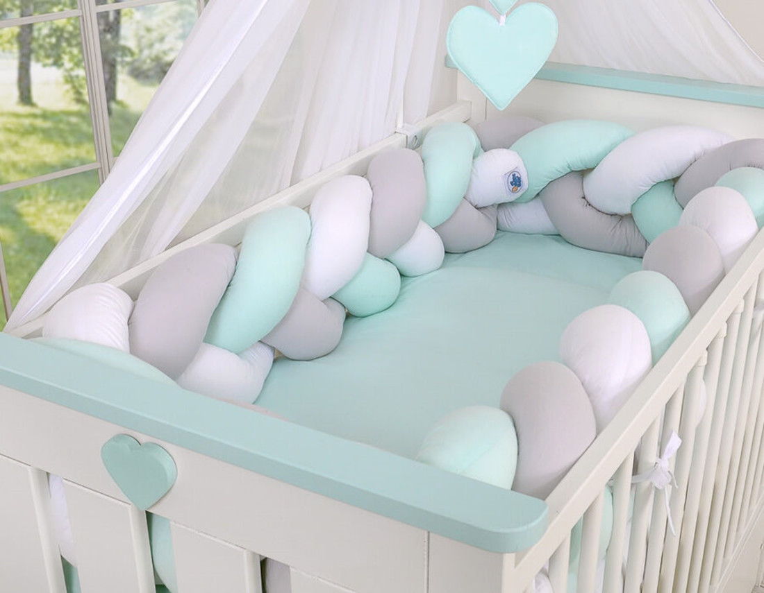 Parachoques Protector Trenza Cuna XXL de Algodón