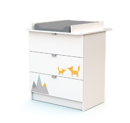 CUNA FOX y COMODA CAJONERA Para bebé marca WEBABY 120x60 cm